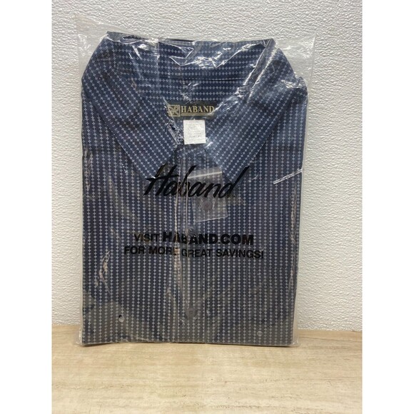 haband dress shirts Haband Shirts | Haband Mens Dress Shirt Navy Blue With White Botton Down Long Sleeve Size: Xx | Color: Blue | Size: Xs